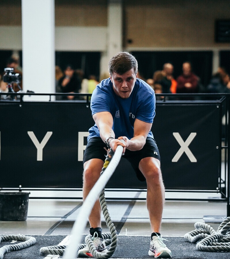 Athlete mid HYROX training session
